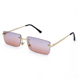 Vintage Rectangle Cat Eye Metal Frame  Sunglasses