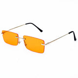 Vintage Rectangle Cat Eye Metal Frame  Sunglasses