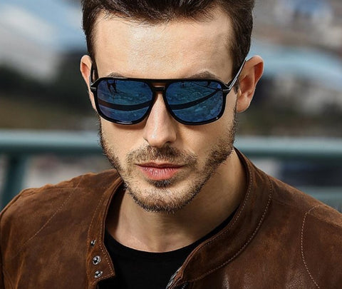 Polarized Sunglasses Men Oversized Square Mirror Driving Sun Glasses